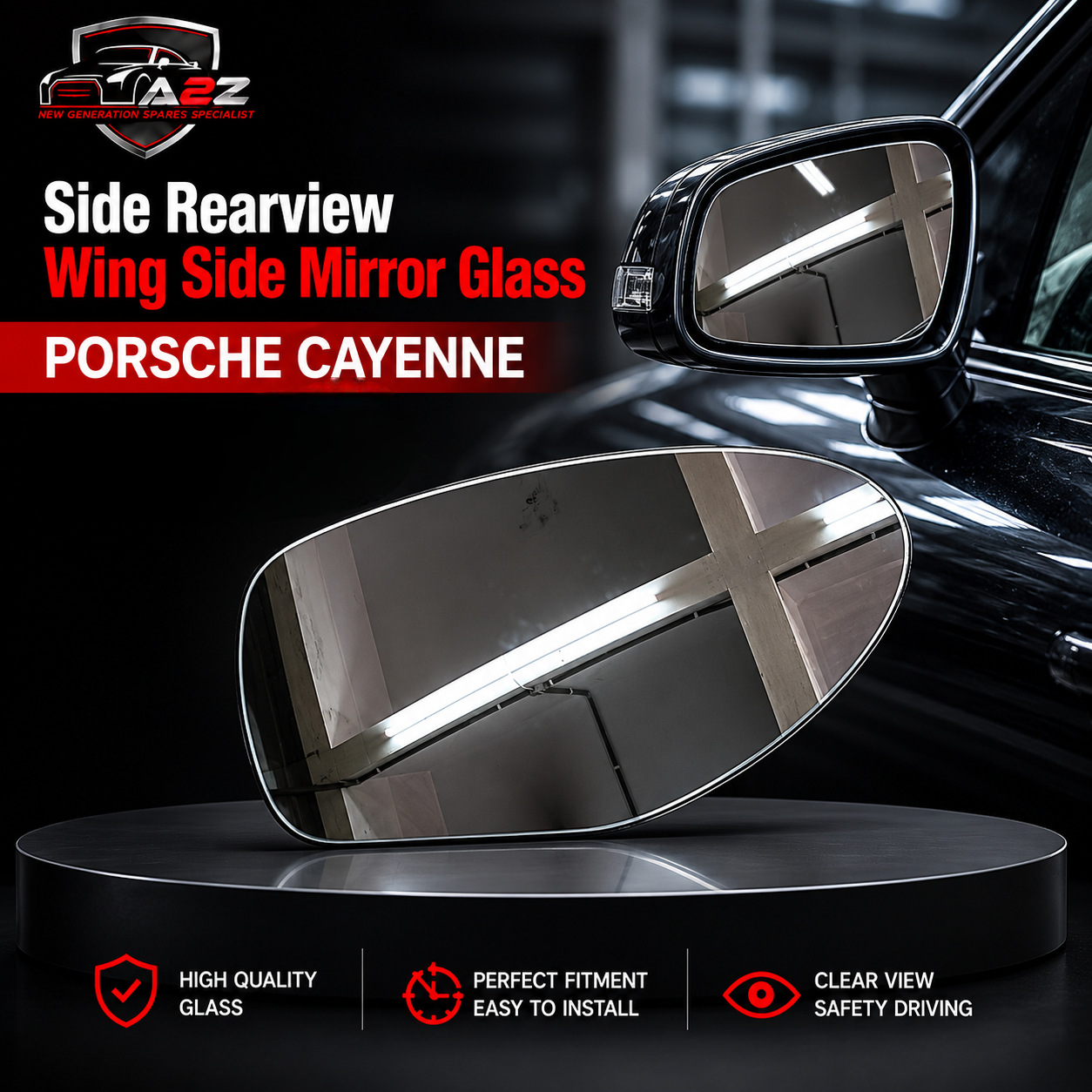 Side Rearview Wing Side Mirror Glass Left & Right (Original) Compatible With PORSCHE CAYENNE
