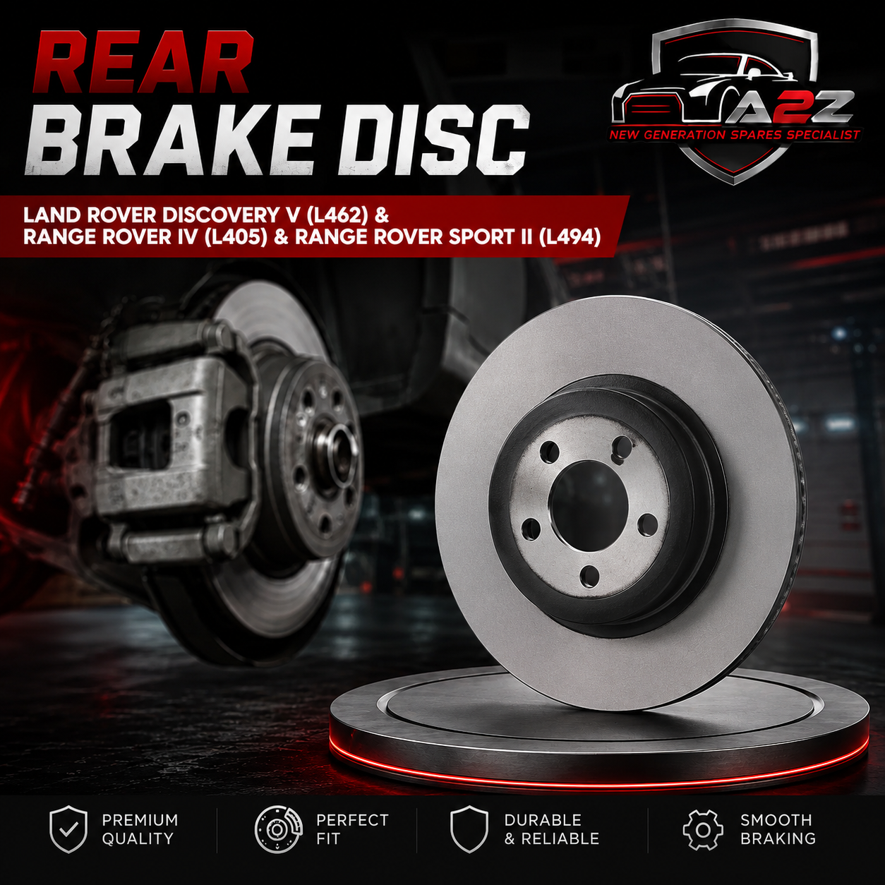 Rear Brake Disc Set LR099038 LR161899 LR033303 Compatible With LAND ROVER DISCOVERY V (L462) & RANGE ROVER IV (L405) & RANGE ROVER SPORT II (L494)