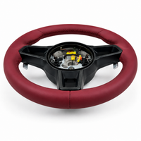 Burgundy Leather Steering Wheel Compatible With Porsche All Models