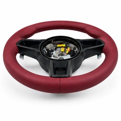 Burgundy Leather Steering Wheel Compatible With Porsche All Models