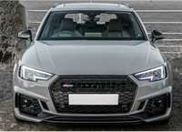 RS4 Full Black Honeycomb Show Gril Compatible With Audi A4 B9(2017-19) RS4 Black Chrome Tag 25