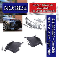 Fog Lamp Cover Bracket Set Left 51118081203 & Right 51118081204 Compatible With BMW X3 G01 LCI (2023-2025) Tag No.1822
