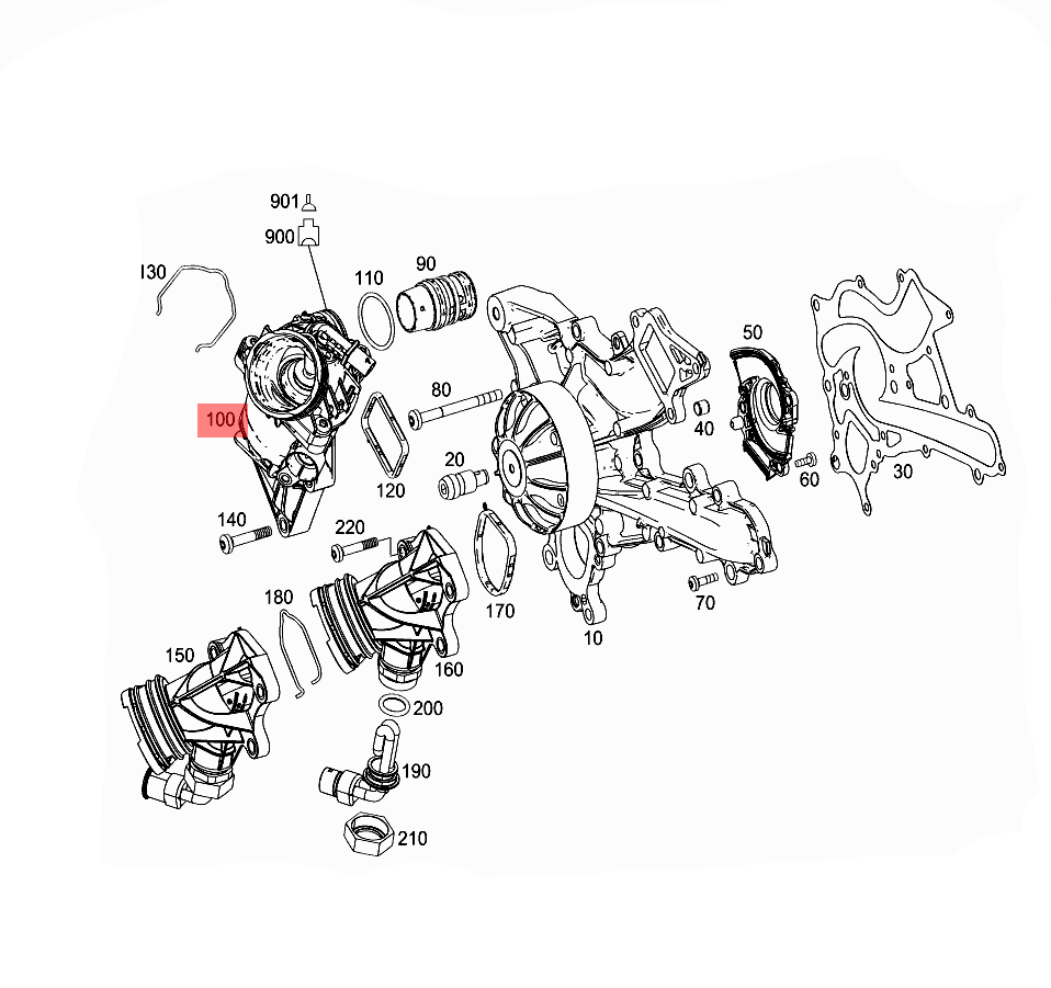 Elbow (Thermostat) 2762000315  Compatible with  MERCEDES-BENZ C-CLASS (W205) & GLC (X253) & GLE (W166) & SLC (R172)