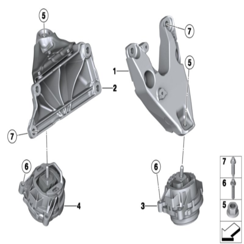 Front Engine Mount Set Compatible With BMW X3 F25 (PETROL) Engine Mount Left 22116785711 & Right 22116785712