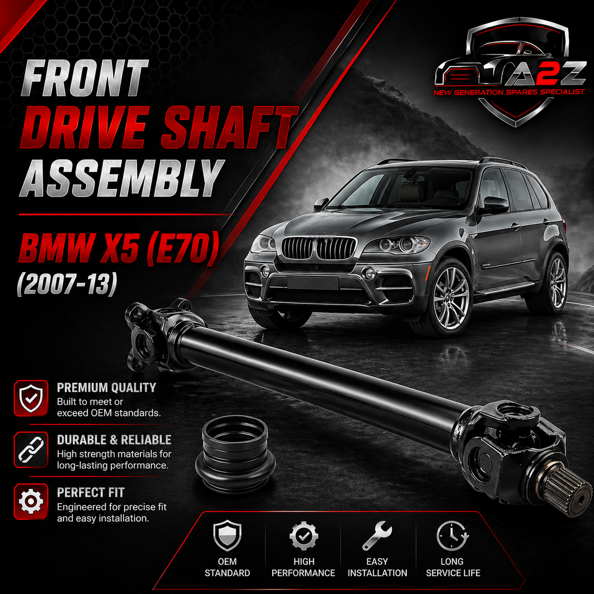 Front Drive Shaft Assembly 26208605866 26209425907 26207597649 Compatible With BMW X5 (E70) & X5 (F15, F85) & X6 (E71, E72) & X6 (F16, F86)