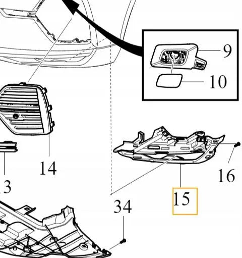 Front Bumper Fog Lamp Brackets Set Left 32234954 Right 32234955 Compatible With VOLVO XC60 II (246) Tag No.2609