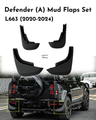 Mud Flaps Set (Set Of 4) Compatible With Land Rover L663 Defender(A) 2020-2024
