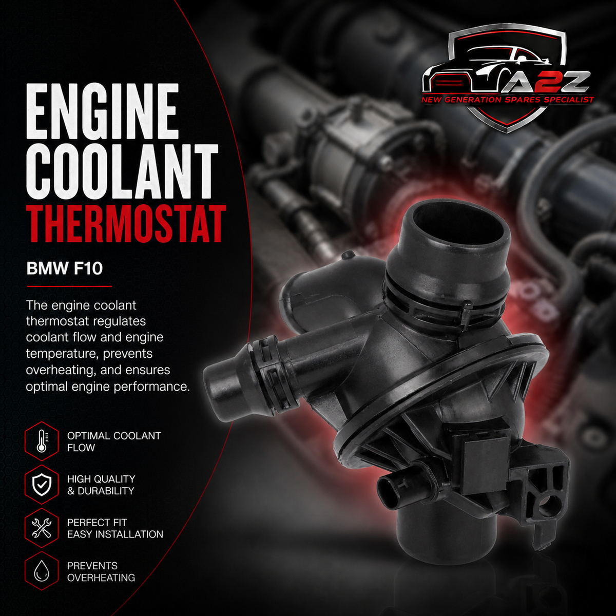 Engine Coolant Thermostat 11537580627 11538671517 For BMW 5 Series F10 & 7 Series F02 Tag-E-77