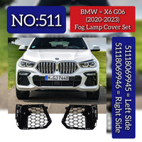 Fog Lamp Cover Set Left 51118069945 & Right 51118069946 Compatible With BMW X6 G06 (2020-2023) Tag No.511