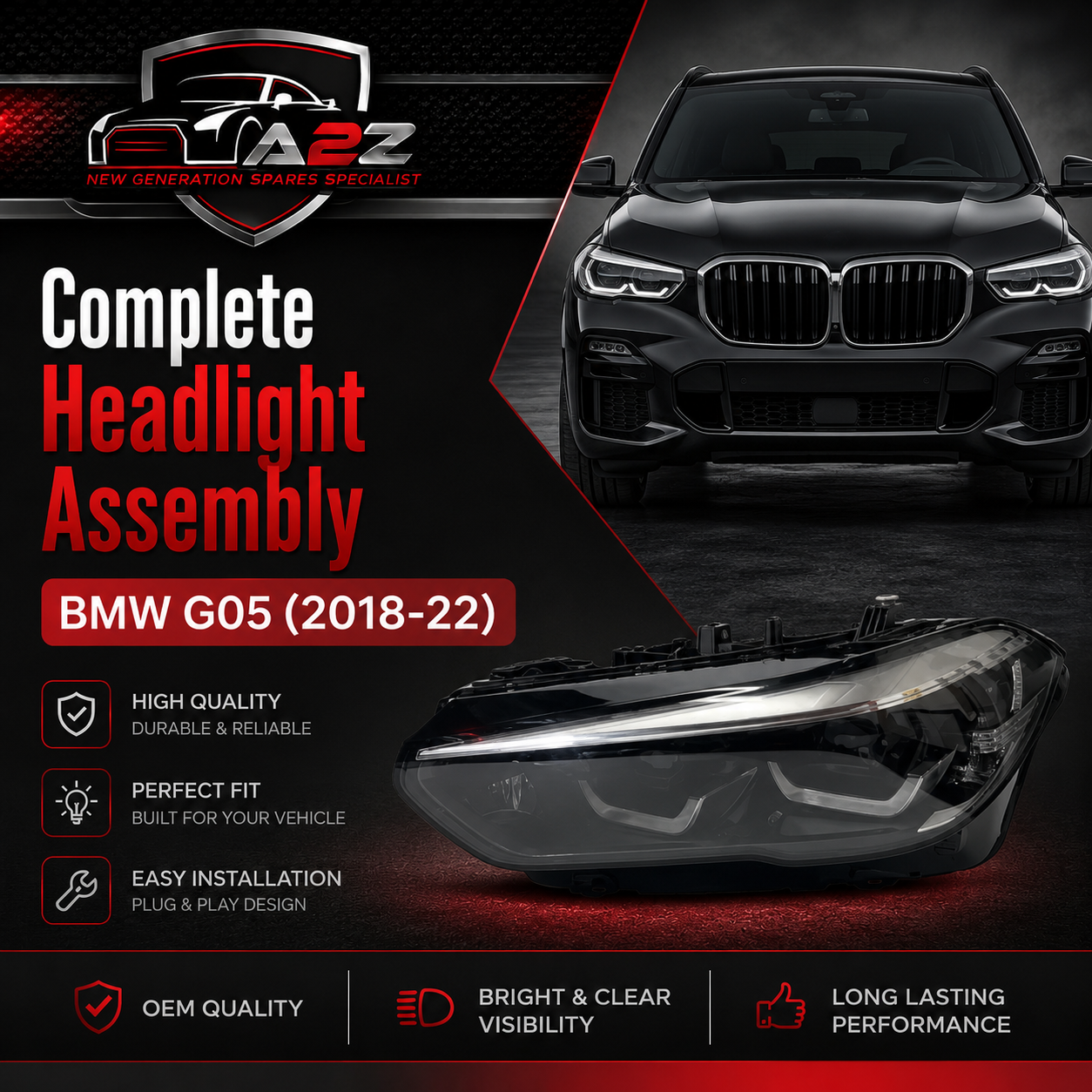 Complete Headlight Set Left 63119481813 & Right 63119481814 Compatible With BMW G05