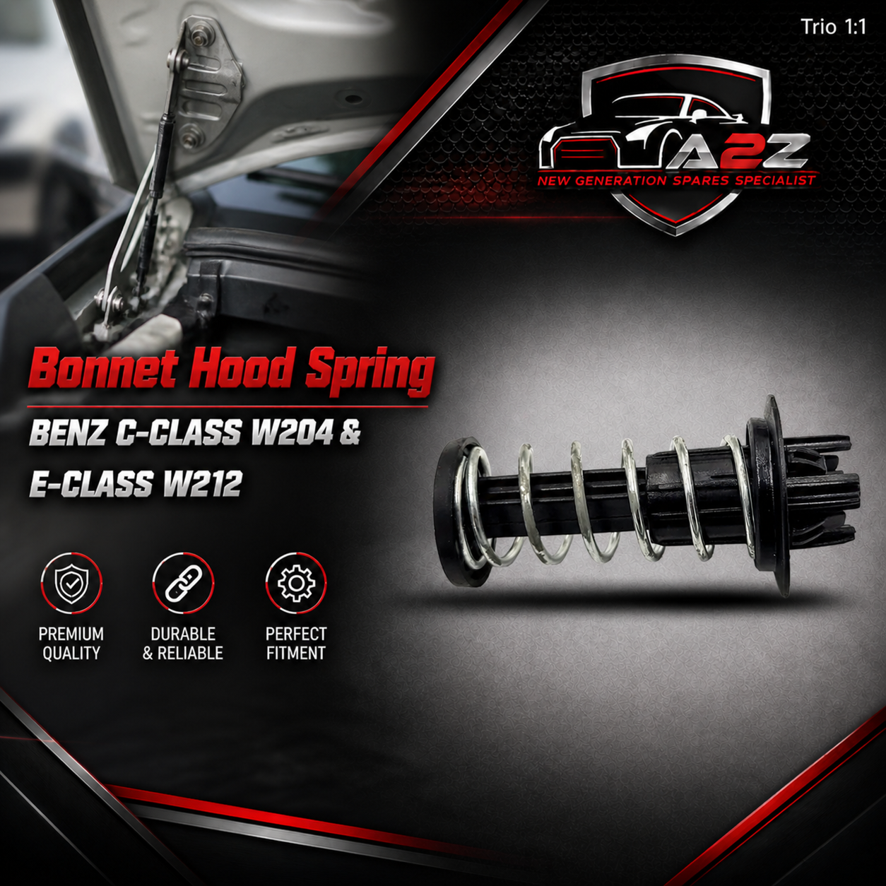 Bonnet Hood Spring Set Left 2048800127 & Right 2048800227 Compatible with MERCEEDES BENZ C-CLASS W204 & E-CLASS W212