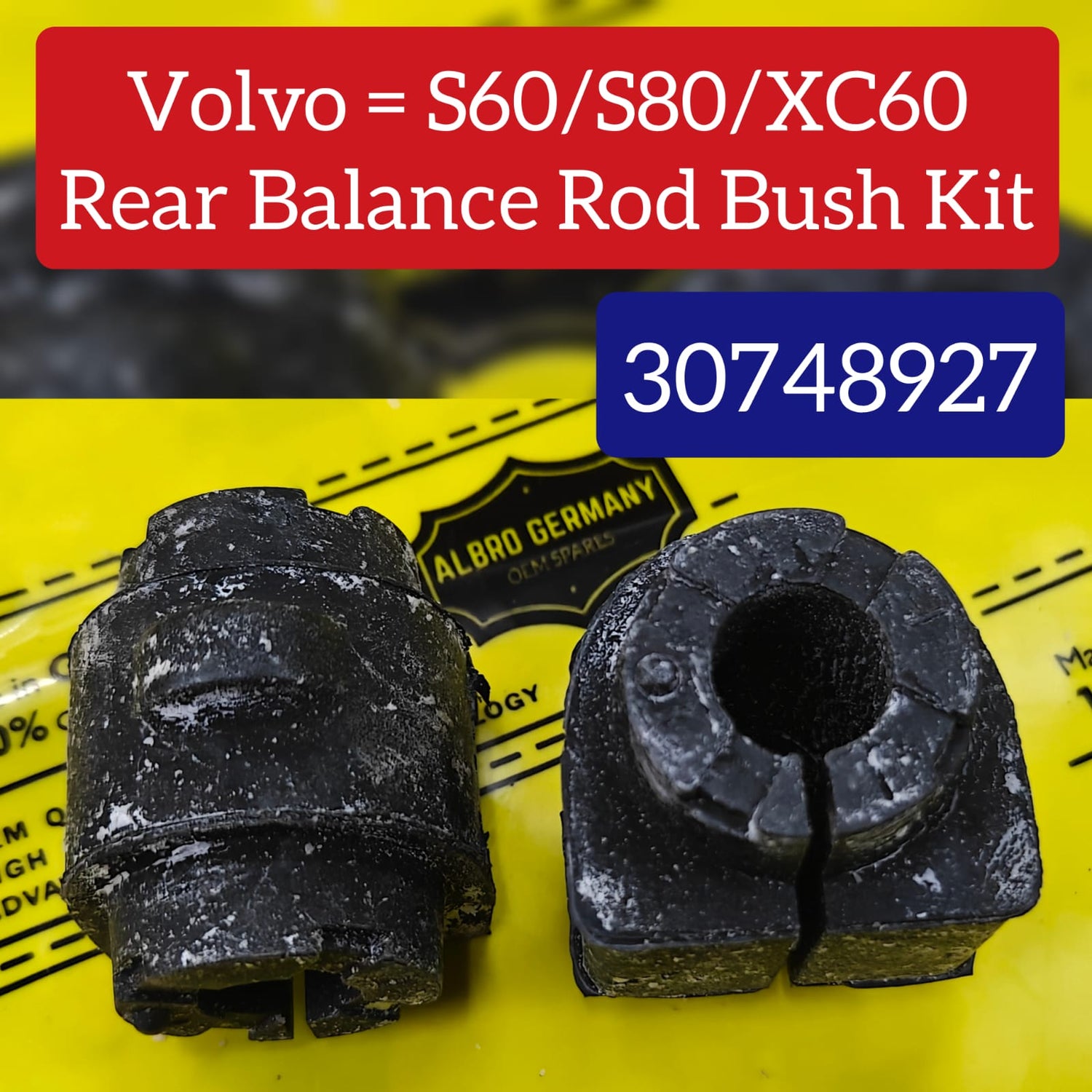 Rear Stabilizer Sway Bar Bushing Kit 30748927 30748926 Compatible With VOLVO S60 II (134) & S80 II (124) & XC60 I SUV (156)