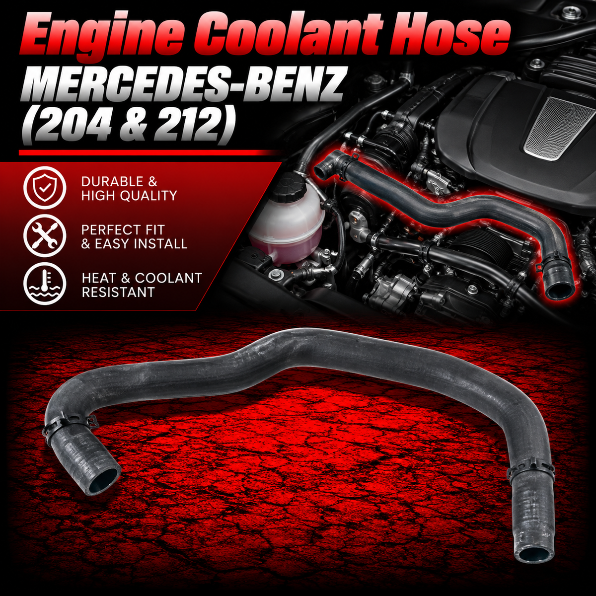 Engine Coolant Hose (651) A2048305796 Compatible With MERCEDES-BENZ-204 & 212 Tag No:90