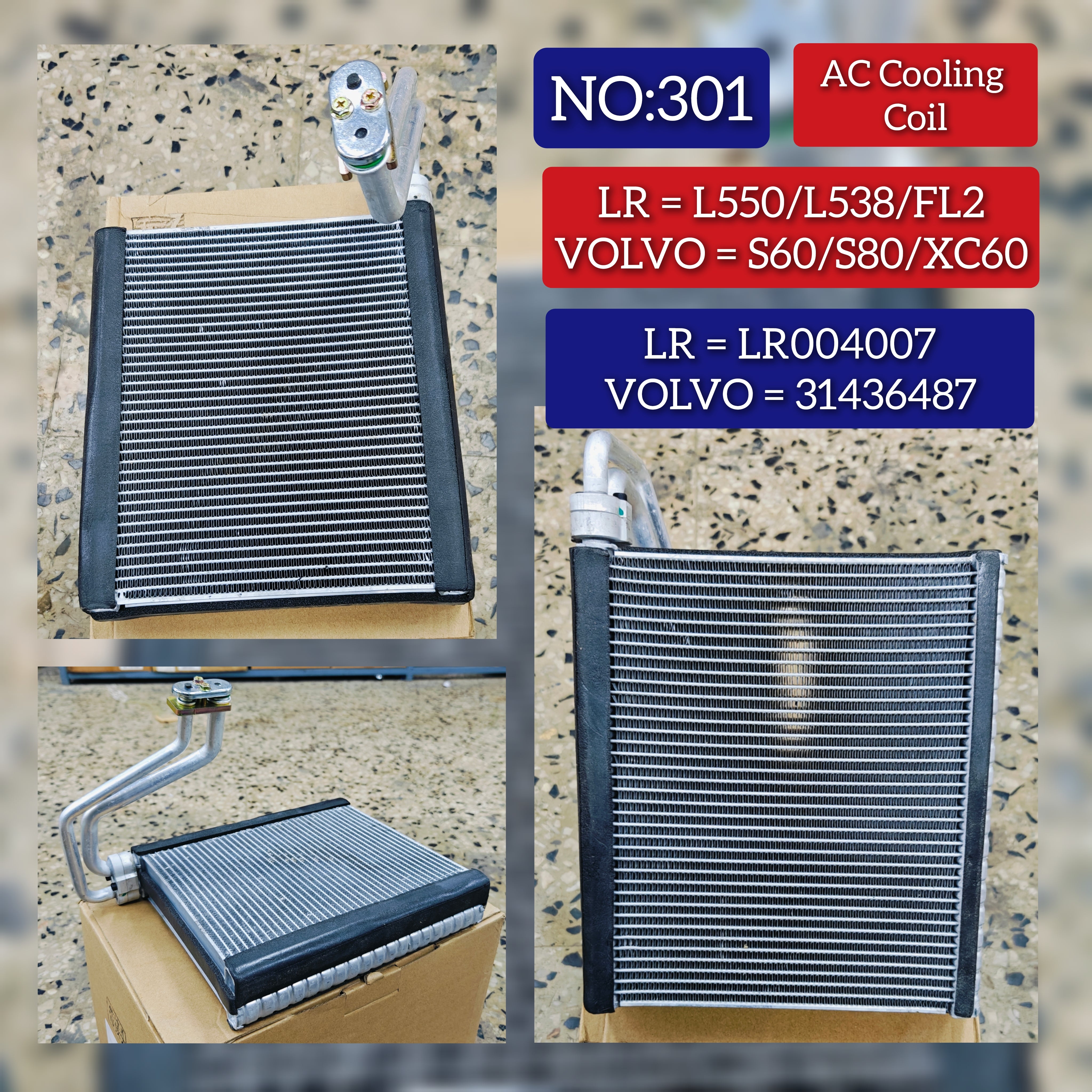 Air Conditioning Evaporator (Cooling Coil) LR004007 Compatible with VOLVO S60 & S80 & XC60 & LAND ROVER DISCOVERY SPORT (L550) & RANGE ROVER EVOQUE (L538)