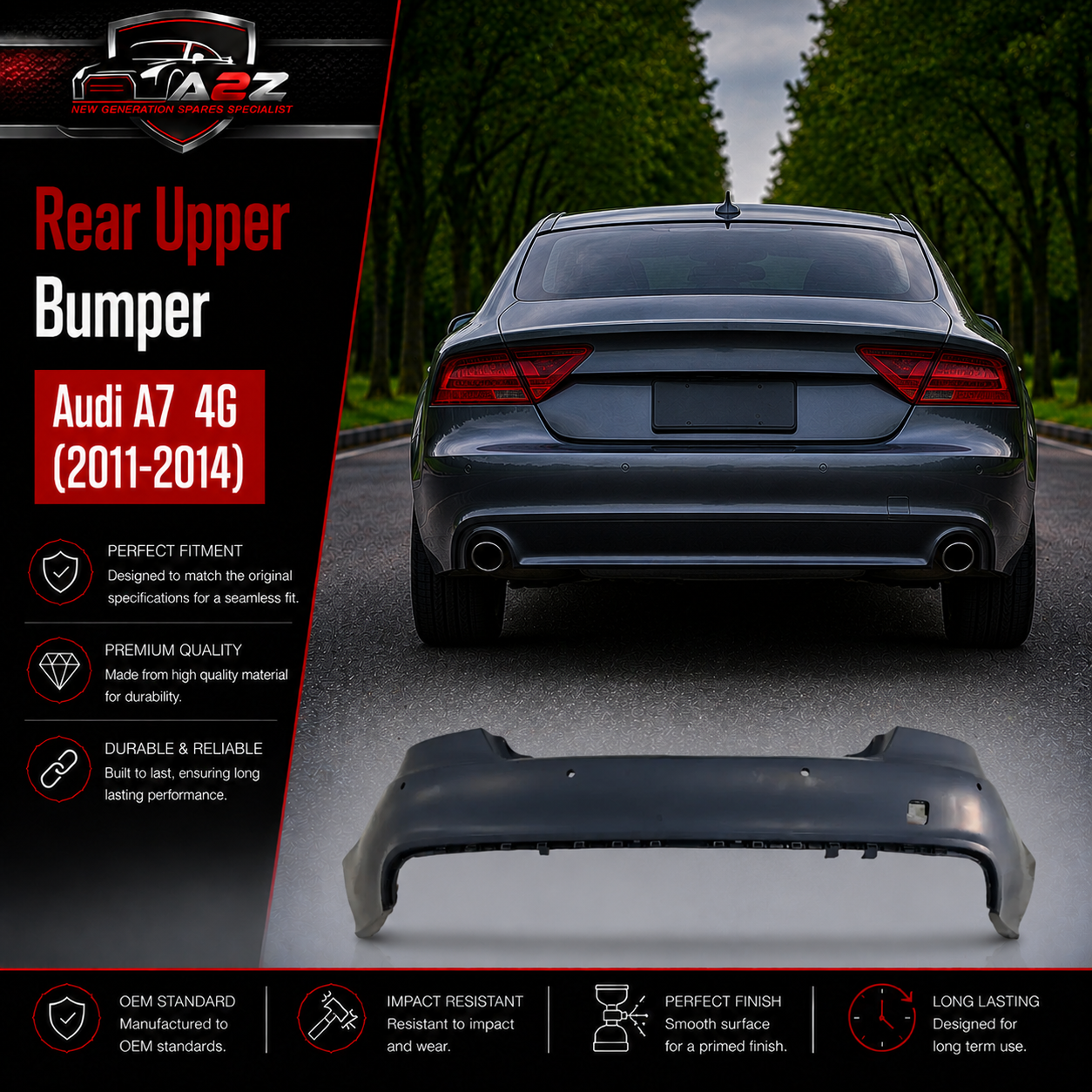 Rear Upper Bumper 4G8807067S Compatible With Audi A7 4G Tag No.208