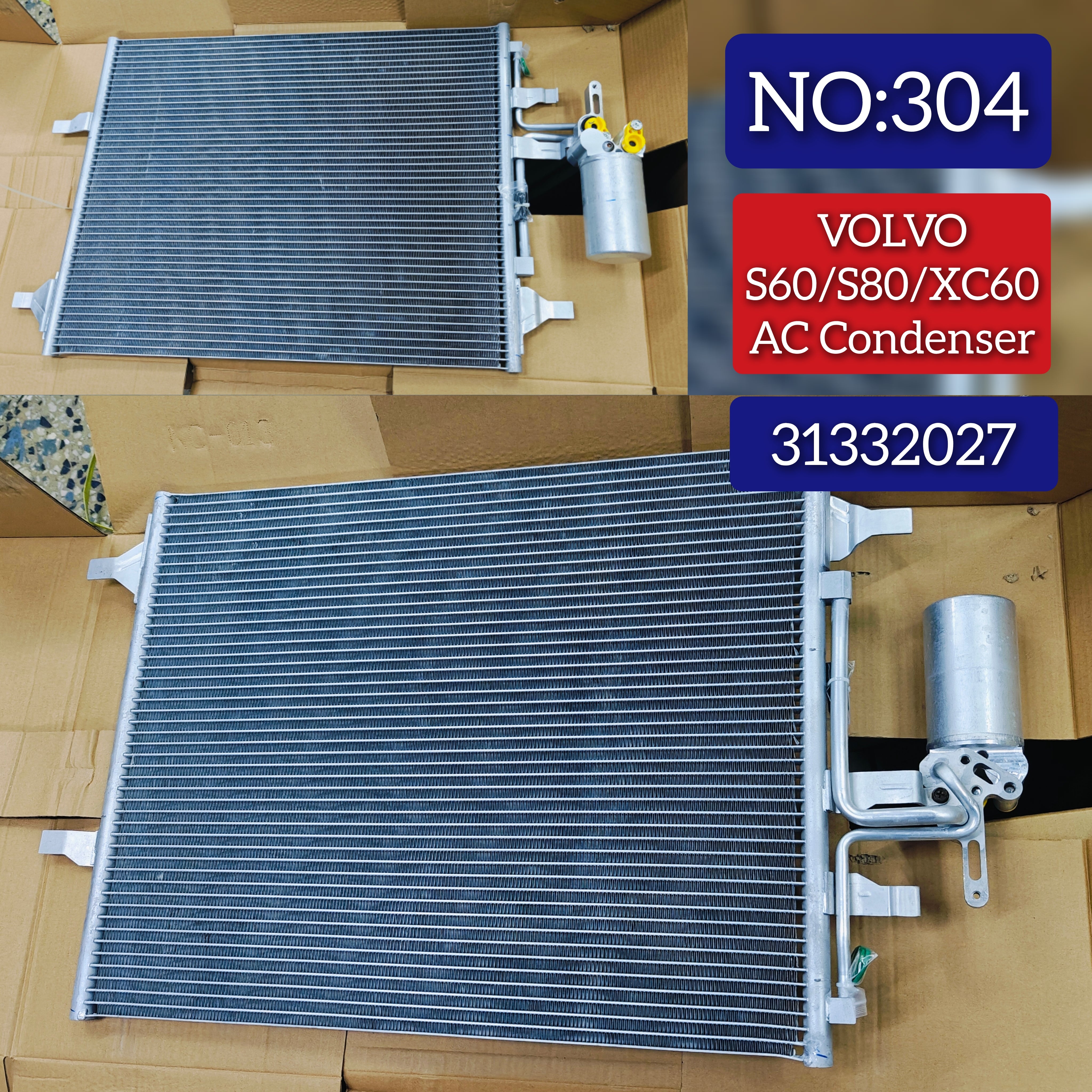 AC Condenser 31332027 31305212 Compatible with VOLVO S60 II (134) & XC60 I SUV (156) & XC60 I VAN (156)