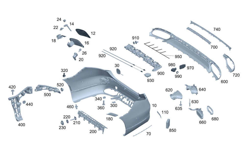 Rear Bumper Chrome Left 2238856000 Right 2238855900 Compatible With Mercedes-Benz S-Class (W223) Tag No.244