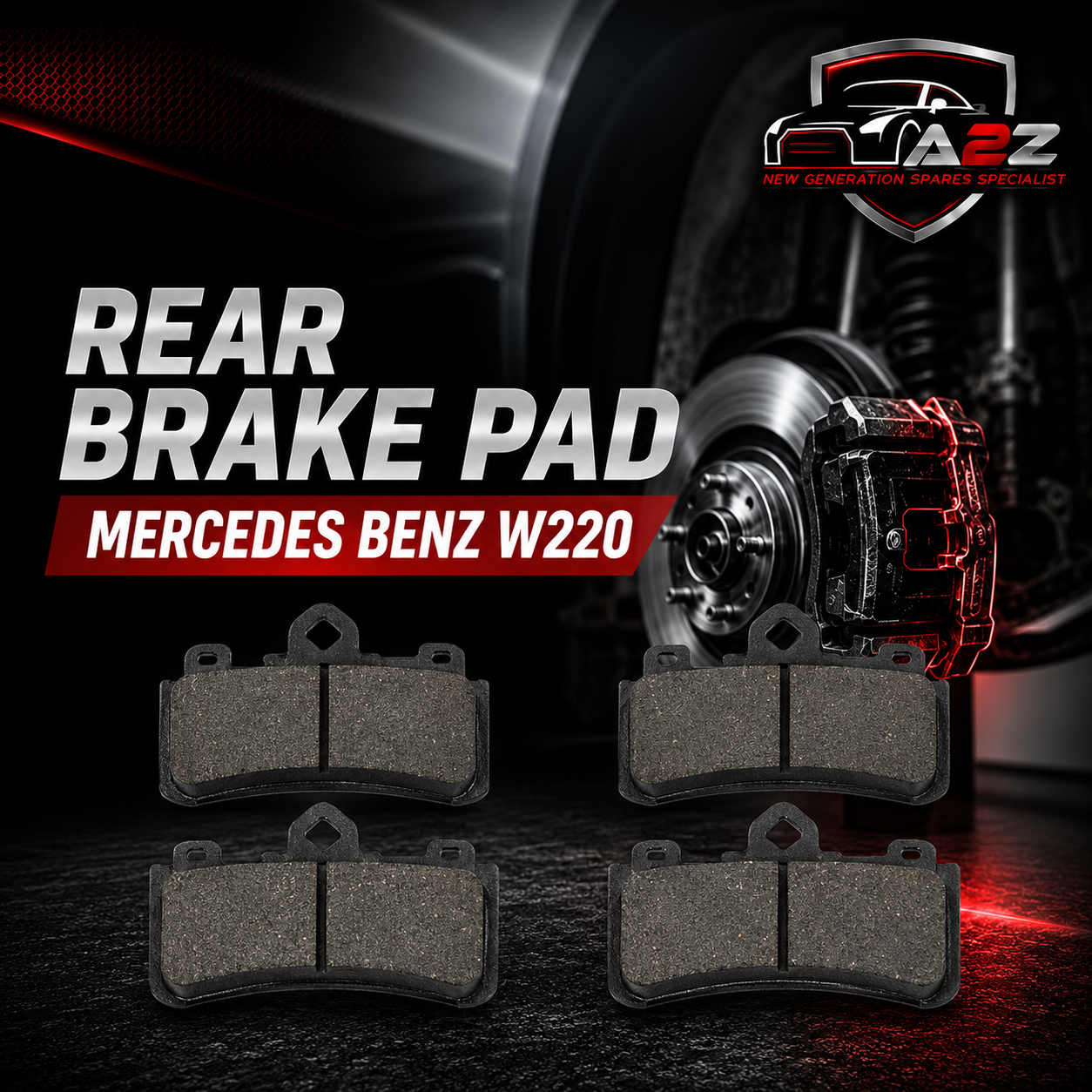 Rear Brake Pad Set 0034200620 Compatible With Mercedes Benz W220