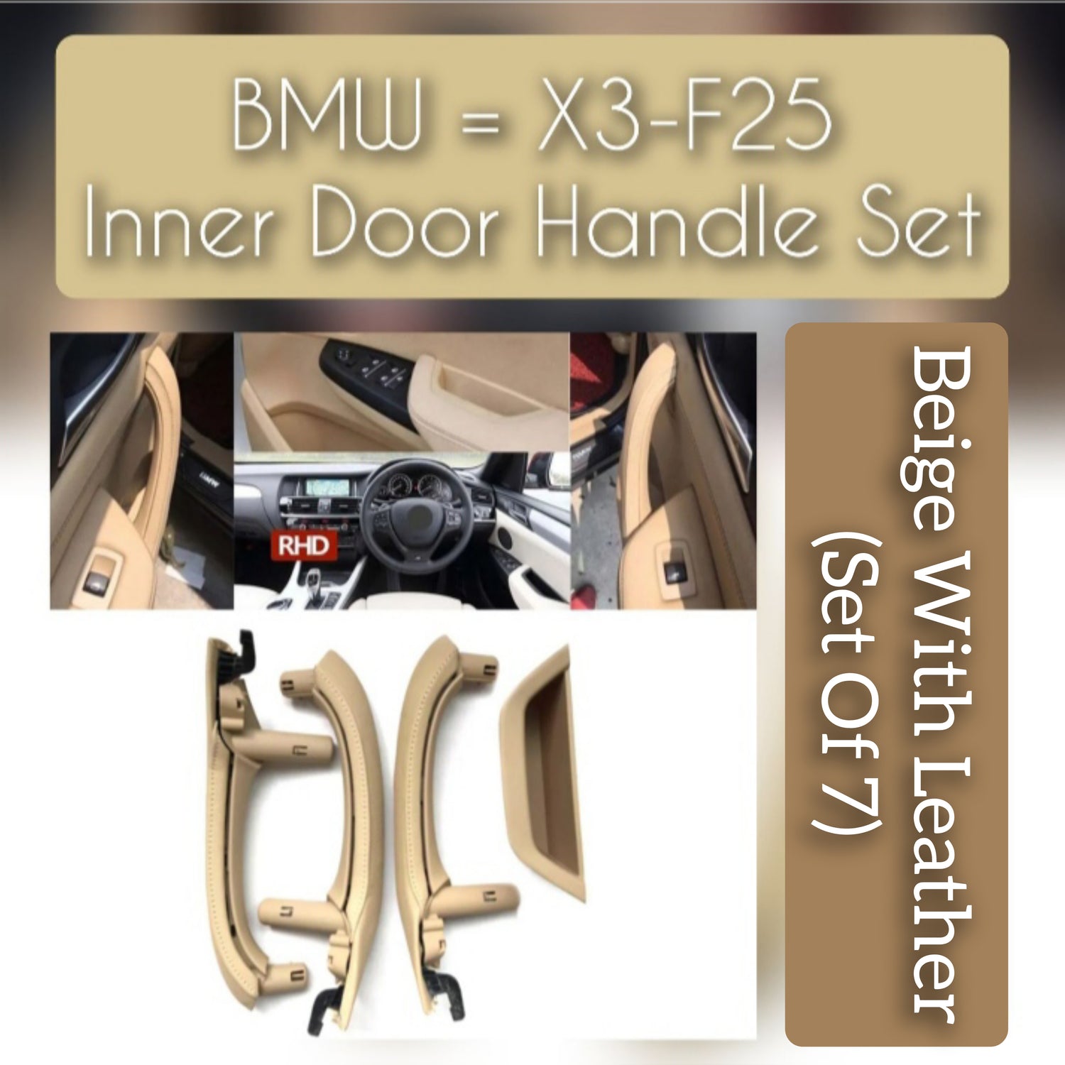 BMW X3 F25 leather inner door handle set – set of 7 interior handles for 2010–2017 models with OEM fit and luxury finish

