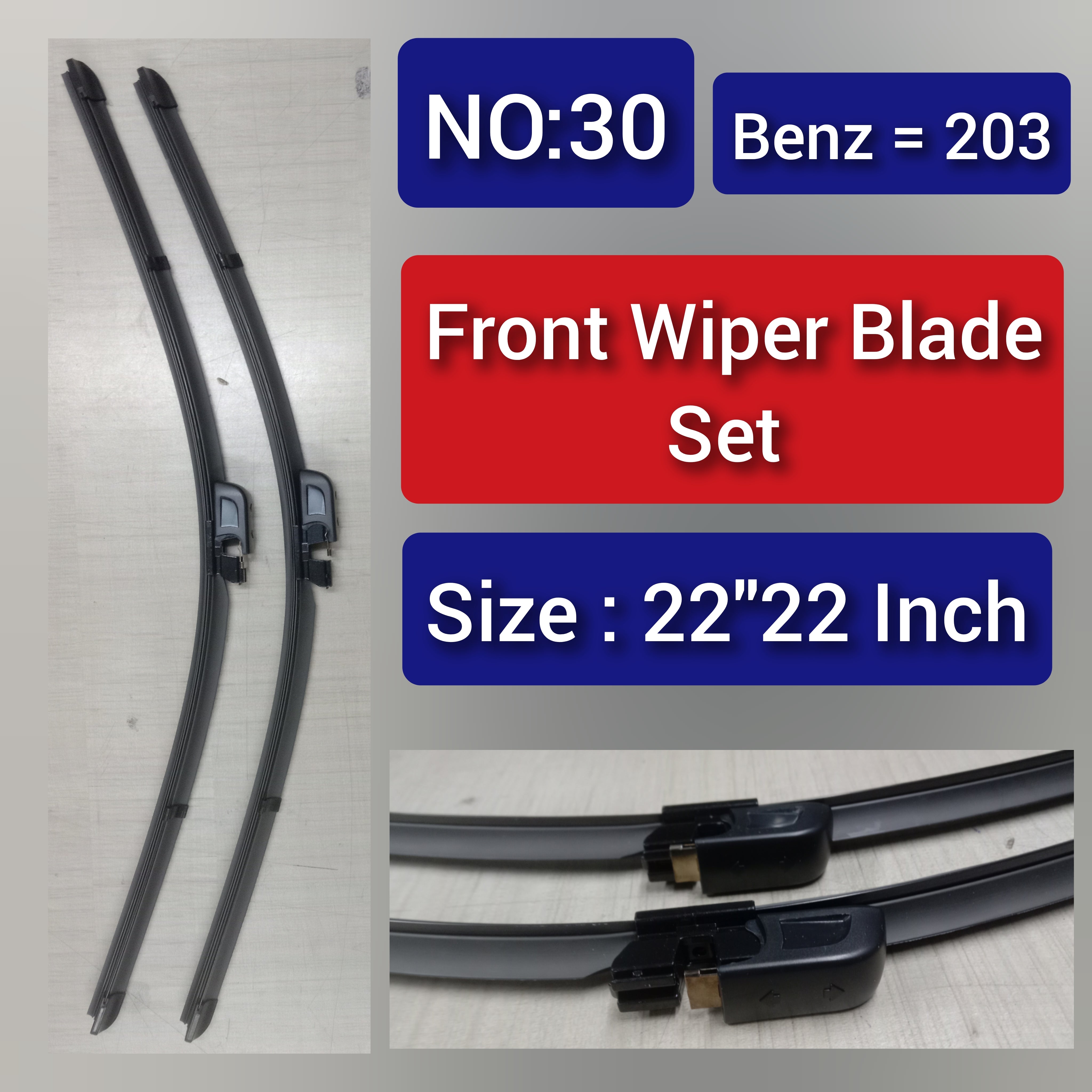 Front Wiper Blade Set (22'22 Inch) Compatible with Mercedes Benz C-CLASS W203  Tag-WBF-30