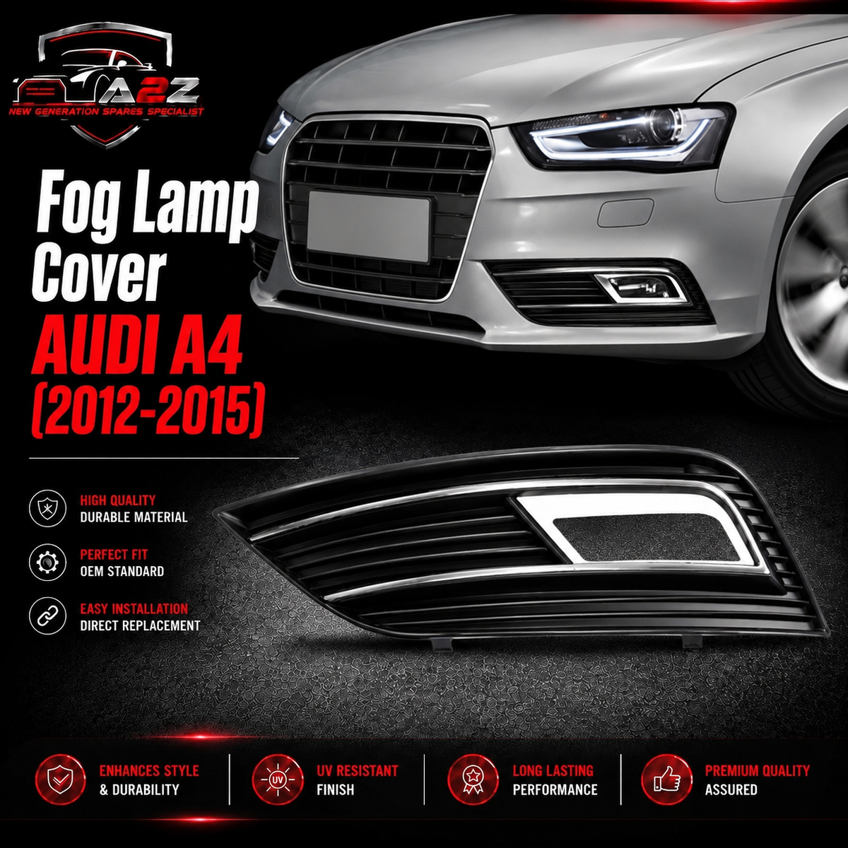Fog Lamp Cover Left 8K0807681K & Right 8K0807682K 8K0807681K01C Compatible With AUDI A4 (2012-2015) No.15