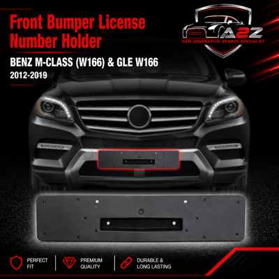 Front Bumper License Number Holder 1668850681 A1668850681 Compatible With MERCEDES-BENZ M-CLASS (W166) & GLE W166 2012-2019 Tag-BG-106