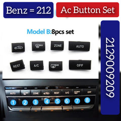 Dashboard Fan Button Ac Button 2129009209 (Set Of 8) Compatible With Mercedes E-Class W212 2009-2015