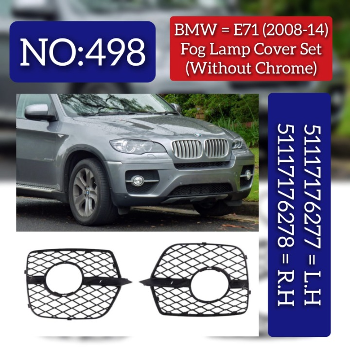 Fog Lamp Cover Without Chrome Compatible With BMW X6 E71 2008-2014  Fog Lamp Cover Left 51117176277 & Right 51117176278 Tag-FC-498