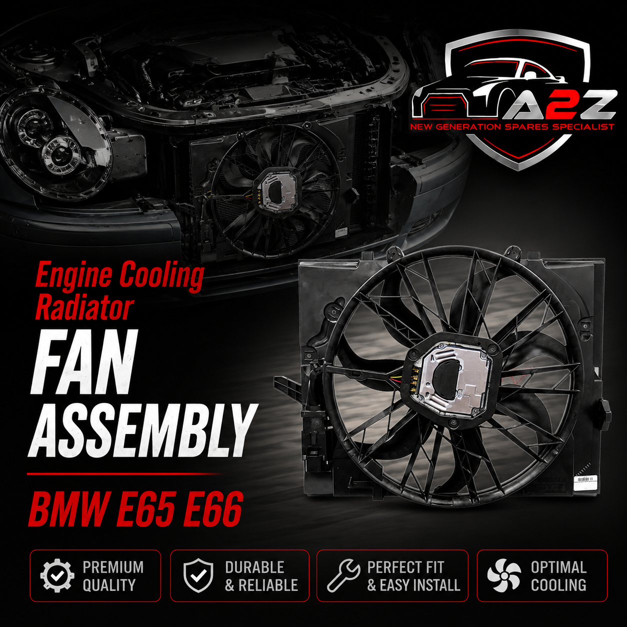 Engine Cooling Radiator Fan Assembly 17427524881 Compatible With BMW E65 E66