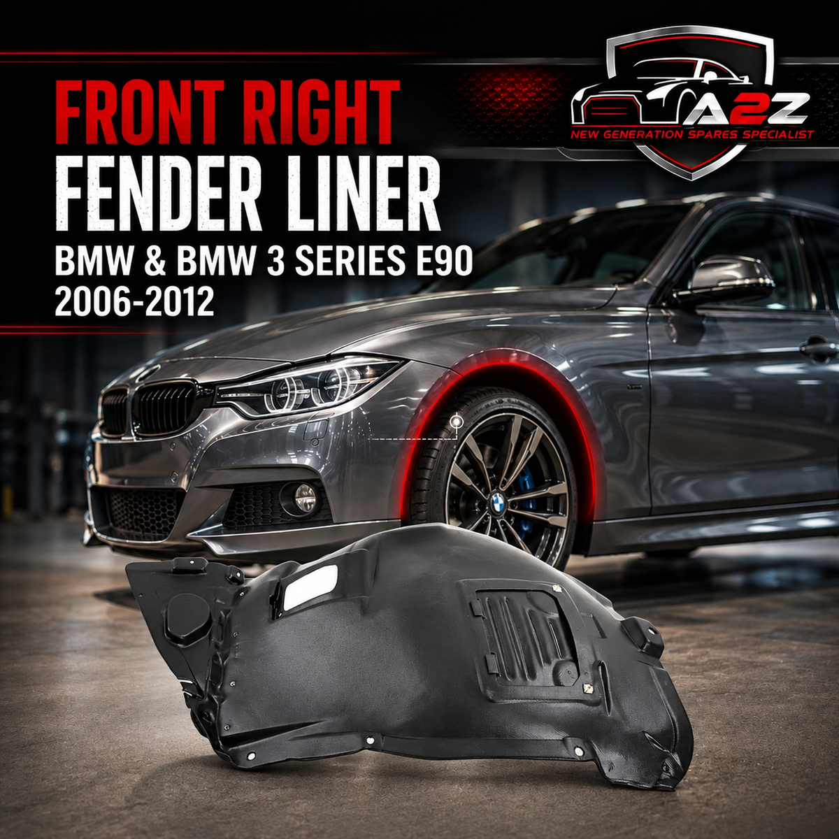 Front Right fender Liner 51717172499 Compatible With BMW & BMW 3 SERIES E90 2006-2012 Tag No.121