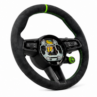 Alcantara Steering Wheel (Lizard Green Center Stripe) Compatible With Porsche All Models