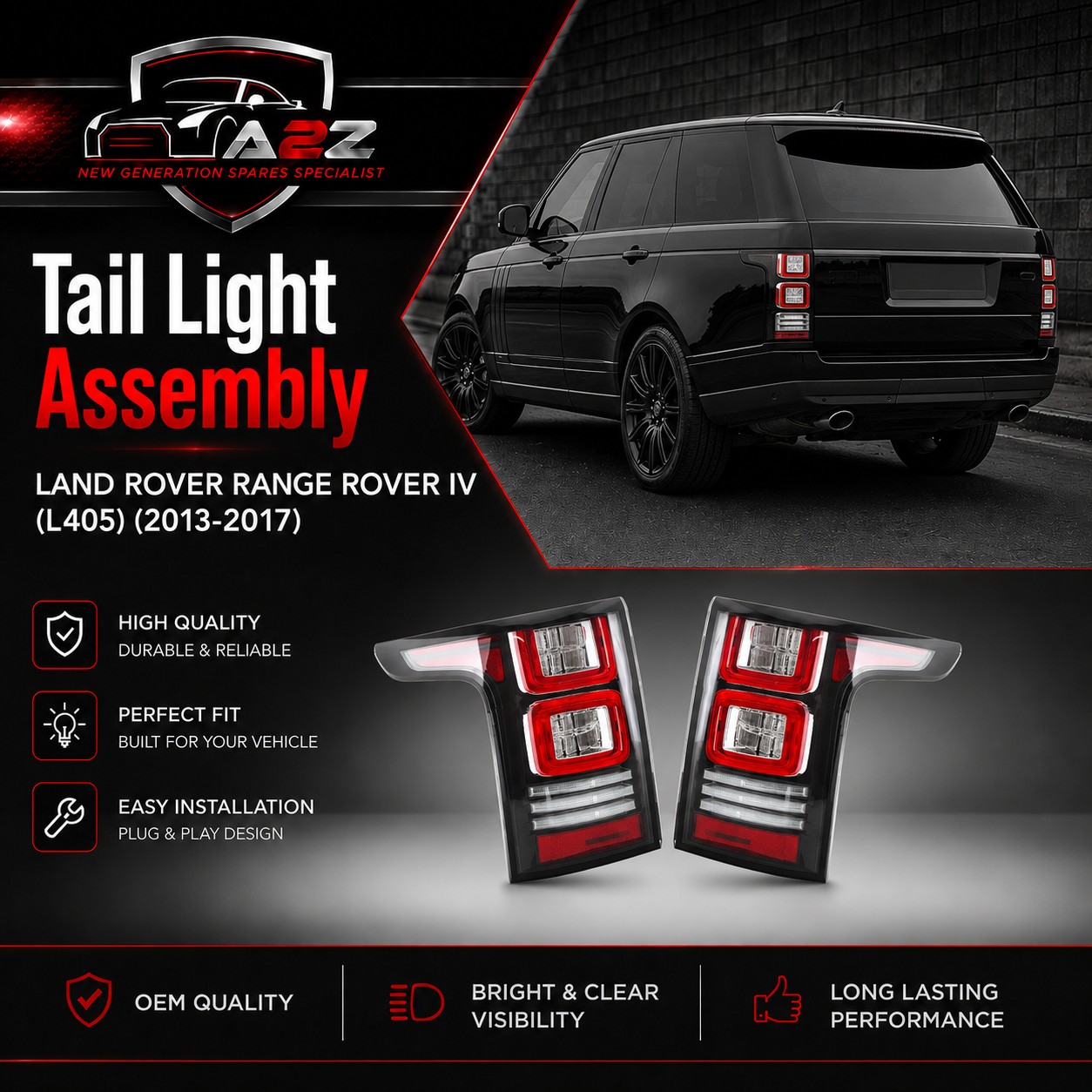 Tail Light Rear Lamp Left LR034237 LR061682 LR055106 & Right LR034235 LR061659 LR055103 Compatible With LAND ROVER RANGE ROVER IV (L405) Tag-TLR-07