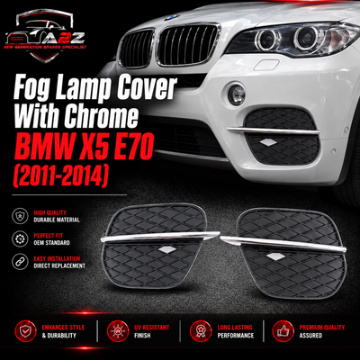 Fog Lamp Cover With  Chrome Left 51117222859 & Right 51117222860 Compatible With BMW X5 E70 (2011-2014 ) Tag No.493