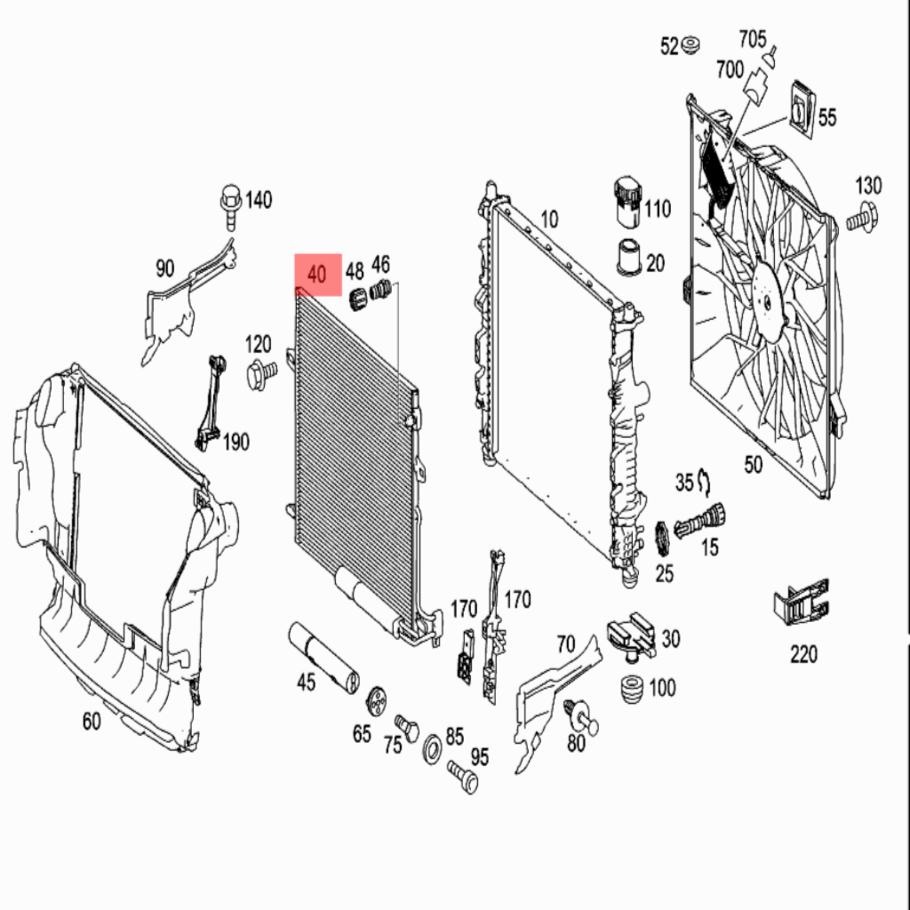 AC Condenser A2515000054 2515000054 Compatible with MERCEDES-BENZ GL-CLASS (X164) &  M-CLASS (W164) & R-CLASS (W251, V251)