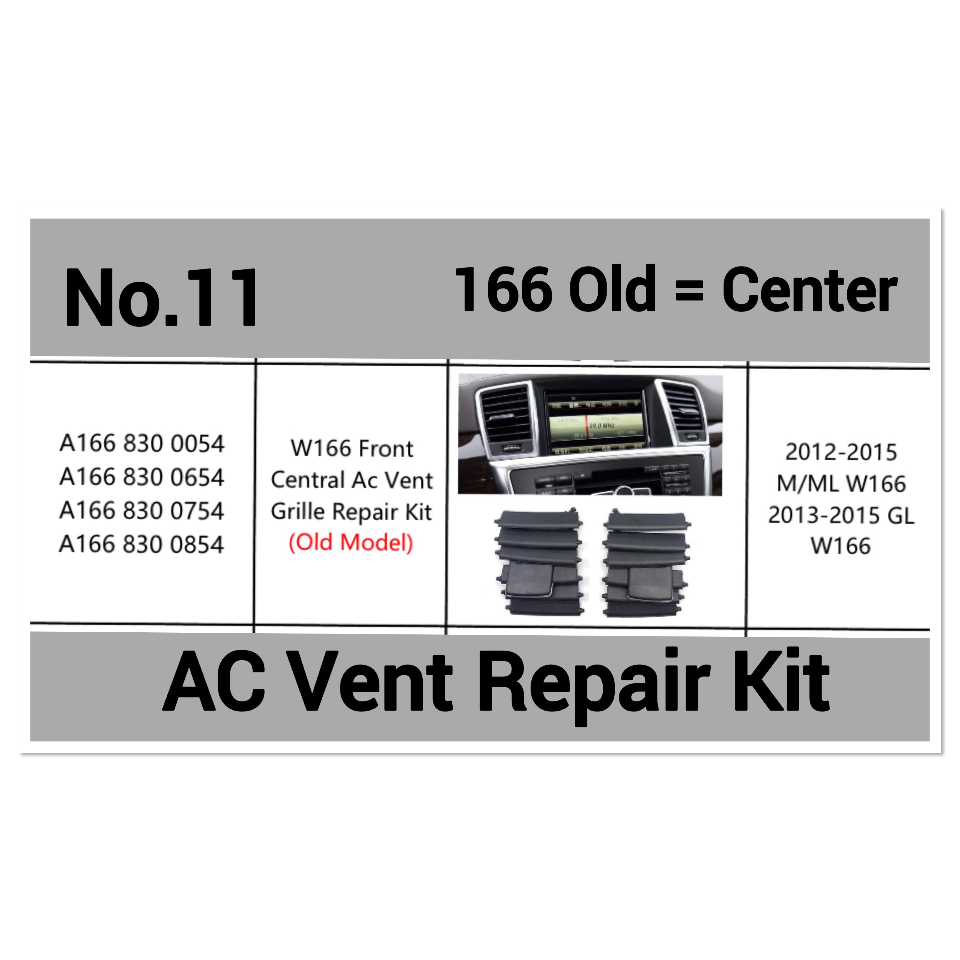 Center AC Conditioner Air Vent Grill Outlet Tab Clip Repair Kit 1668300054 1668300654 Compatible With MERCEDES BENZ GL-CLASS W166 & M-CLASS W166 Tag-ACR-11