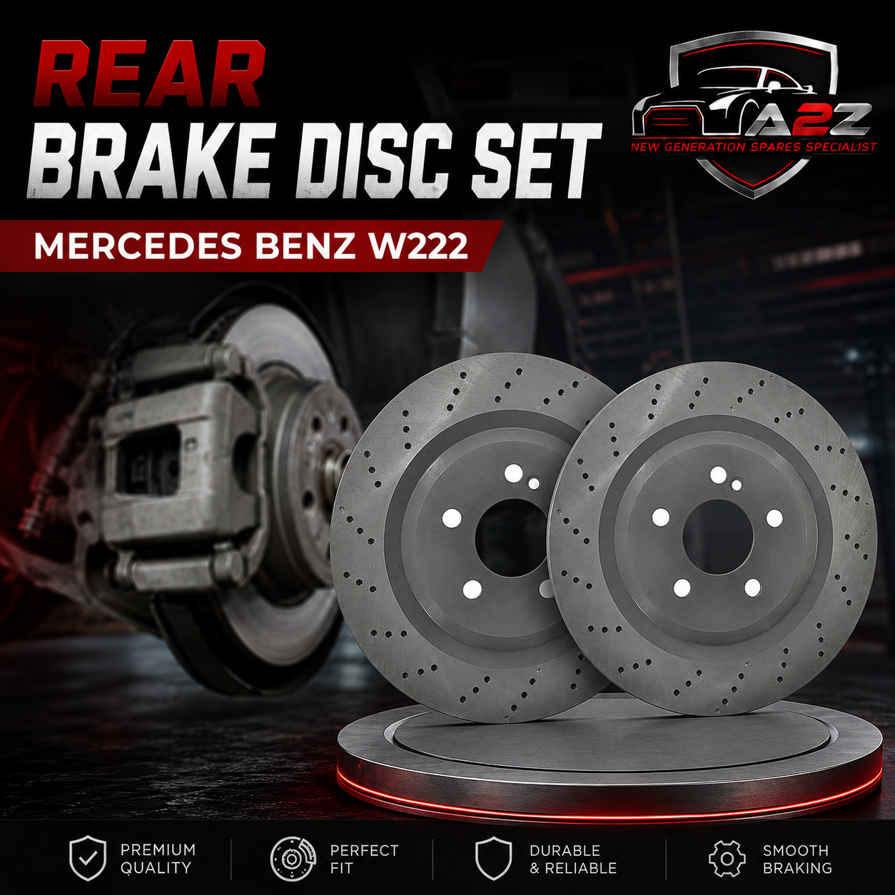 Rear Brake Disc Set 2224231000 Compatible With Mercedes Benz W222