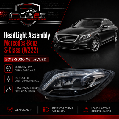 Complet Headlight Headlamp Left & Right Side Compatible With Mercedes & Mercedes Benz & Mercedes-Benz S-Class (W222)