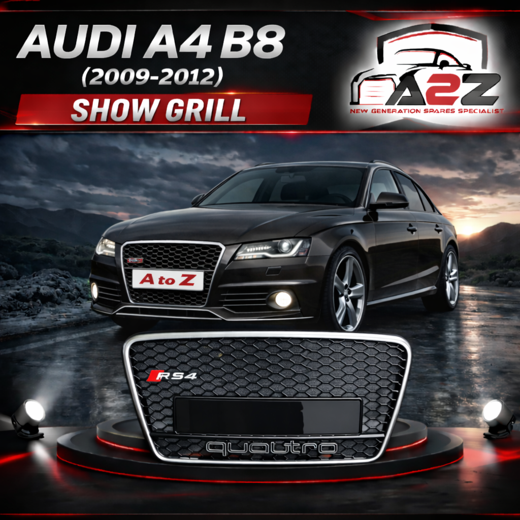 Show Grill  Audi Compatible With  A4 B8(2009-12) RS4 Quattro Black Chrome Tag 5