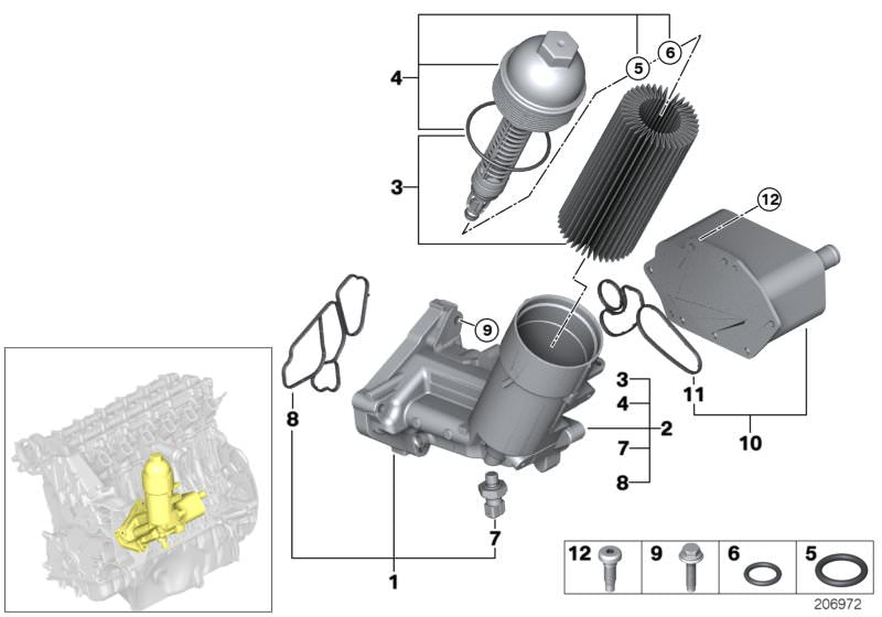 Oil Filter 11427788460 & E28H01 D26 & OX177/3D Compatible With BMW 5 (E60) & 7 (E65, E66, E67) & X5 (E70) & X6 (E71, E72)Tag 92