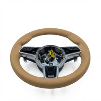 Beige Leather Steering Wheel Compatible With Porsche Models