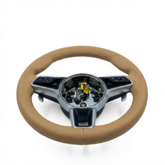 Beige Leather Steering Wheel Compatible With Porsche Models
