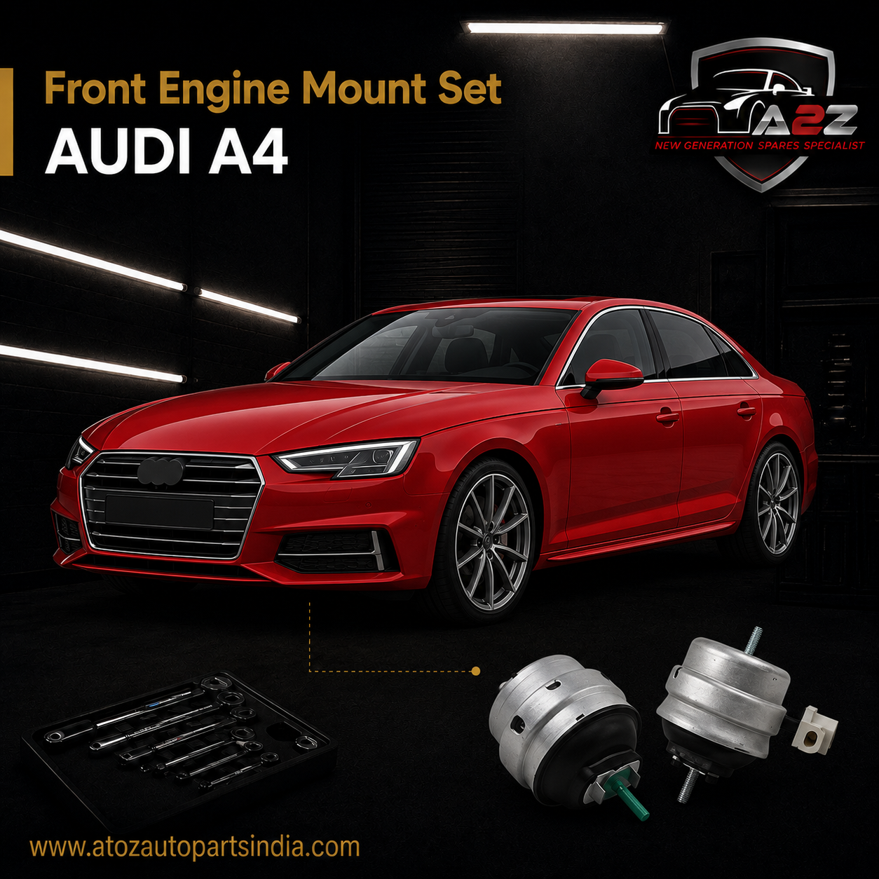Front Engine  Mount Set Compatible With  Audi A4 Engine Mount Left 8E0199379BF  & Right 8E0199382AG