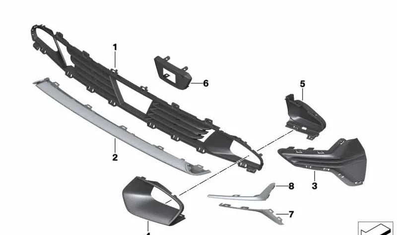 Front Bumper Grille Right 51119449400 & Left 51119449399 Compatible With BMW 3 Series G20  G28