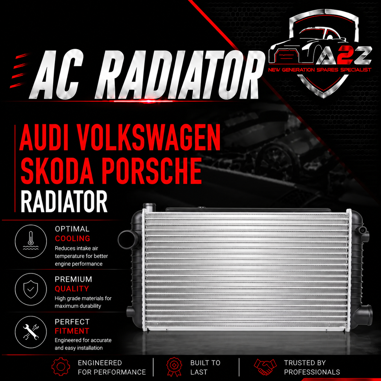 Radiator 1J0121253A Compatible With Audi Volkswagen Skoda Porsche