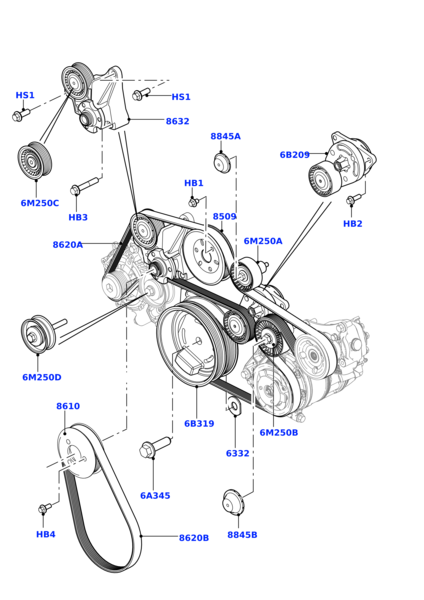 Drive Belt Tensioner LR022809 Compatible With RANGE ROVER III (L322) RANGE ROVER IV (L405) RANGE ROVER SPORT II (L494)