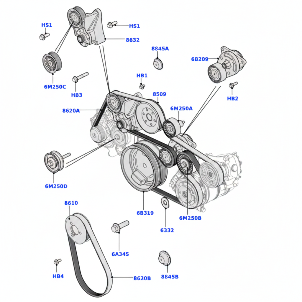 Drive Belt Tensioner LR022809 Compatible With RANGE ROVER III (L322) RANGE ROVER IV (L405) RANGE ROVER SPORT II (L494)