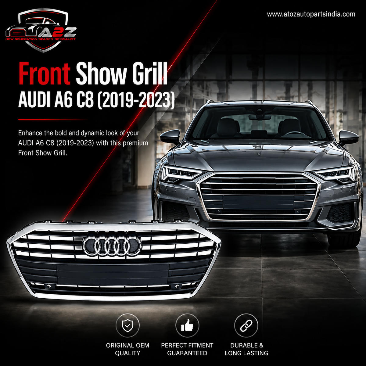 Front Show Grill 4K0853651 Compatible With AUDI A6 C8 (2019-2023)