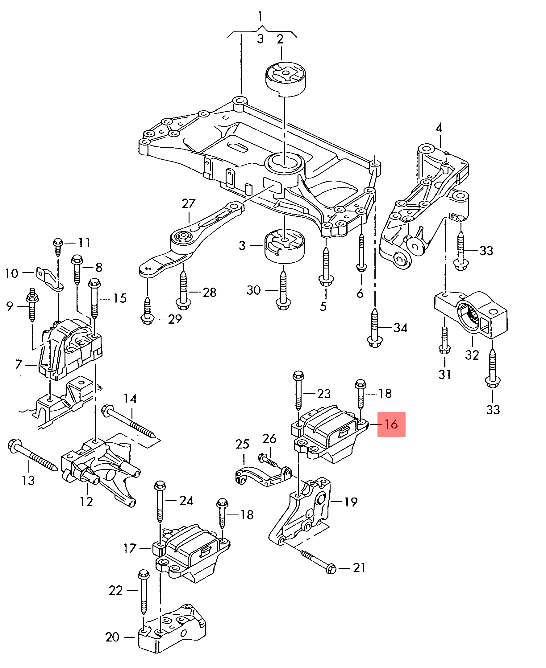Rear Left Engine Transmission Motor Mount 1K0199555 Compatible With Audi Q3 1K0199555