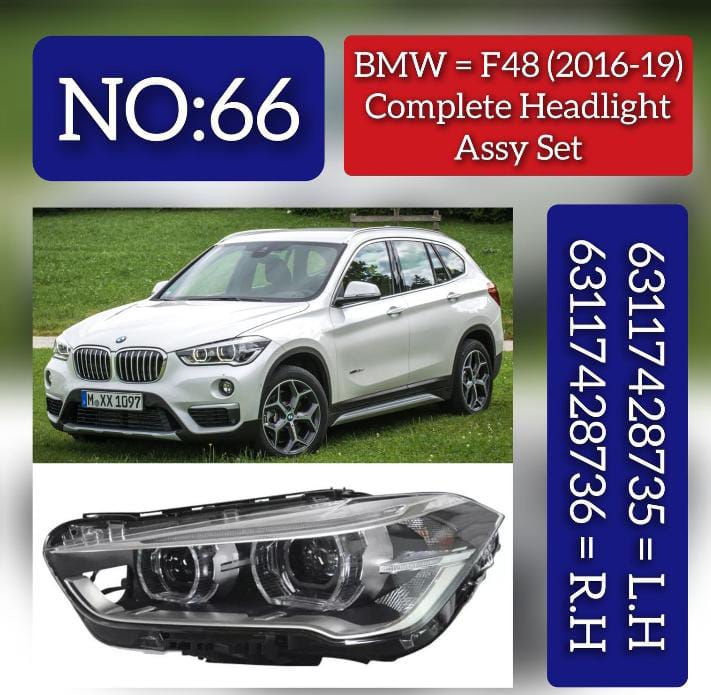 Headlight Headlamp Left 63117428735 & Right 63117428736 (Without Blaster) Compatible With BMW X1 F48  2016-2019 Projector