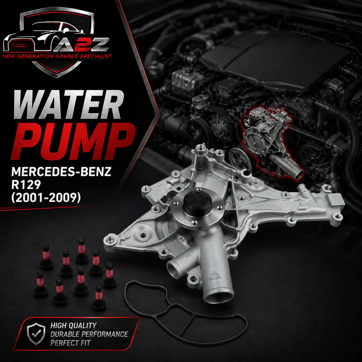 Water Pump 1122001401 1122000101 1122000110 1122000123 1122000201 1122000401 1122001101 Compatible With MERCEDES-BENZ & SL (R129) Tag:91